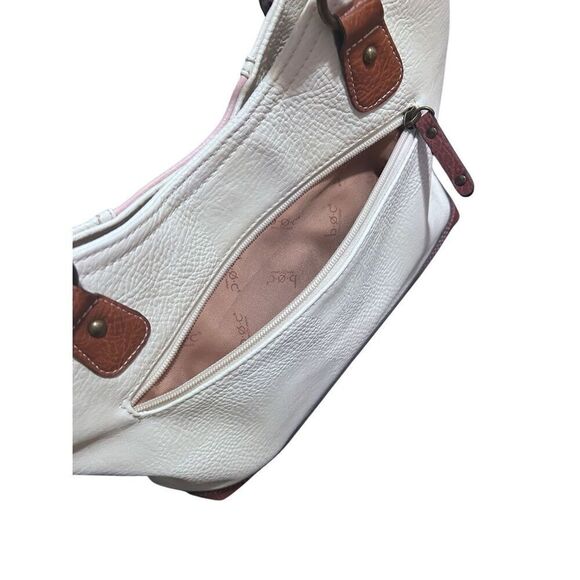 B.O.C. Multi Color White Pink & Brown Shoulder Bag Handbag with Bag Charm - Picture 16 of 16